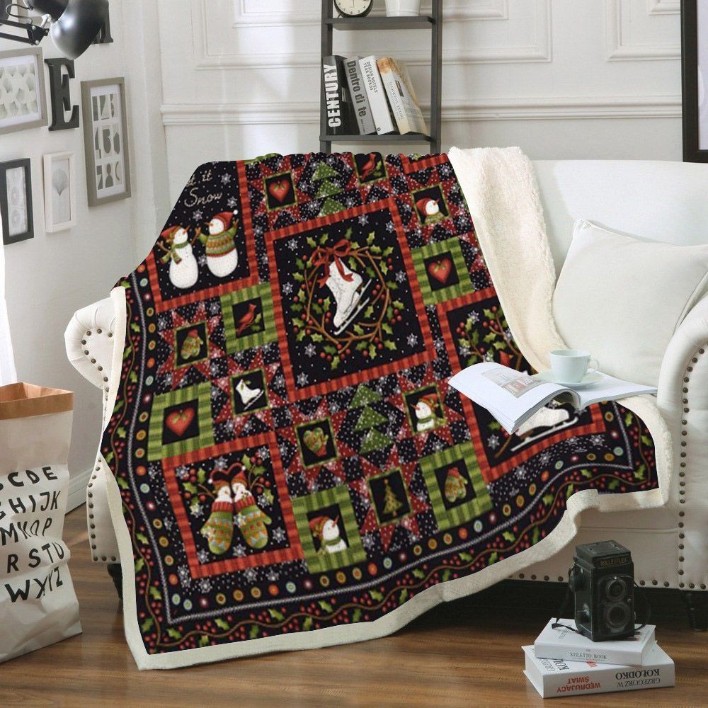Christmas Panel Sherpa Fleece Blanket