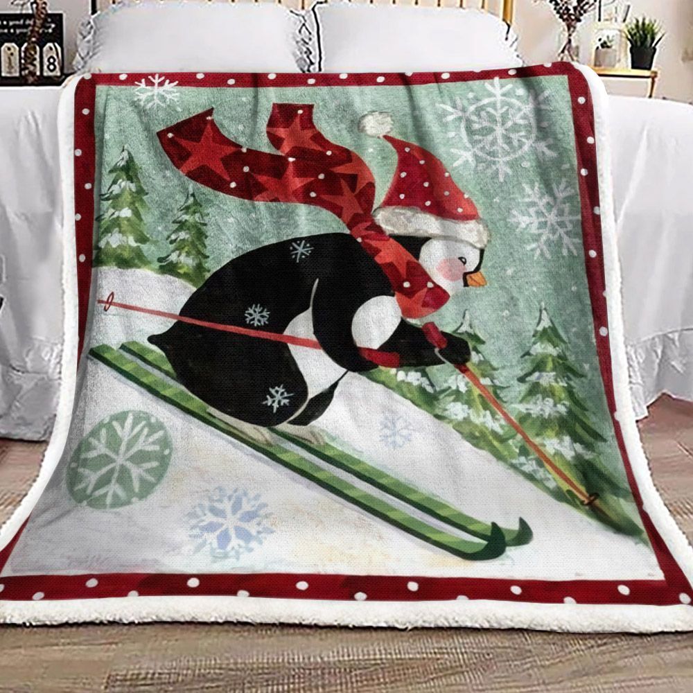 Christmas Penguin Sherpa Fleece Blanket