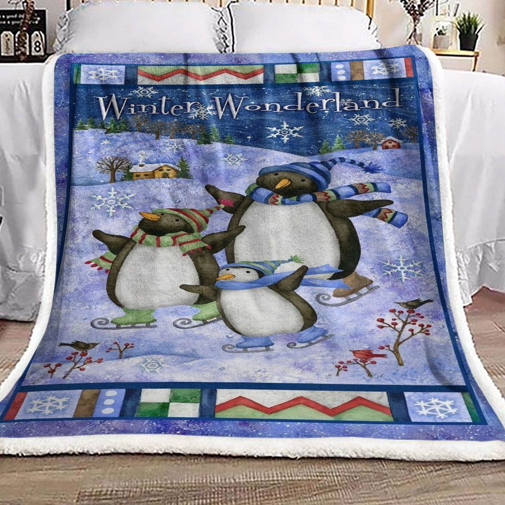 Christmas Penguin Sherpa Fleece Blanket