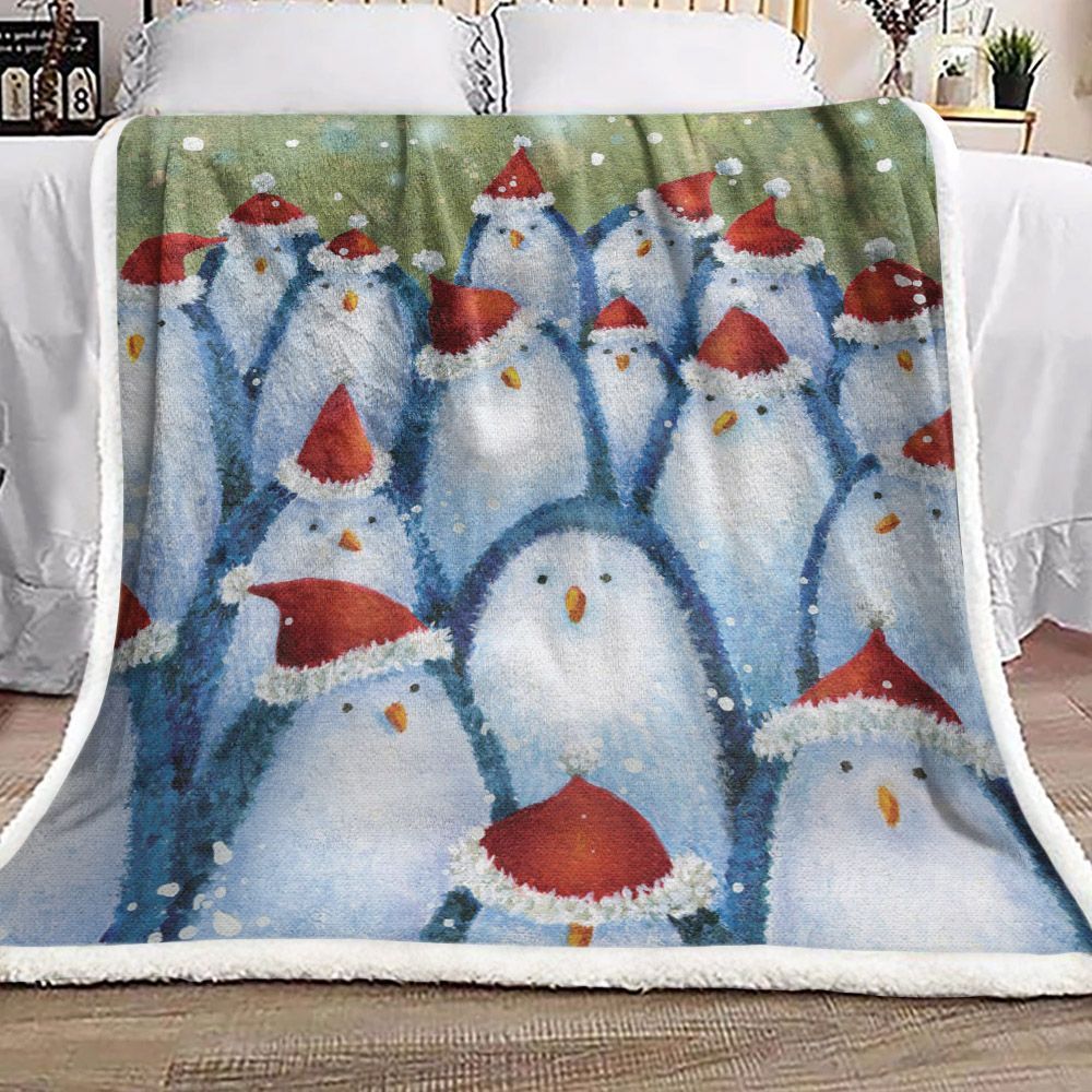 Christmas Penguin Sherpa Fleece Blanket