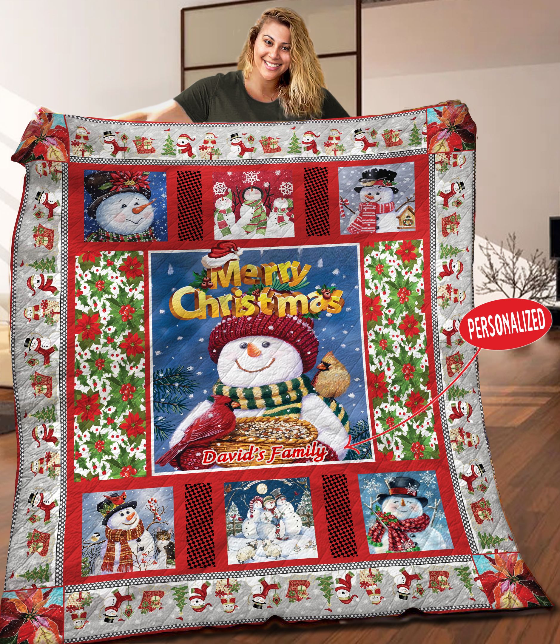 Christmas Personalized HHH111101NH Quilt Blanket