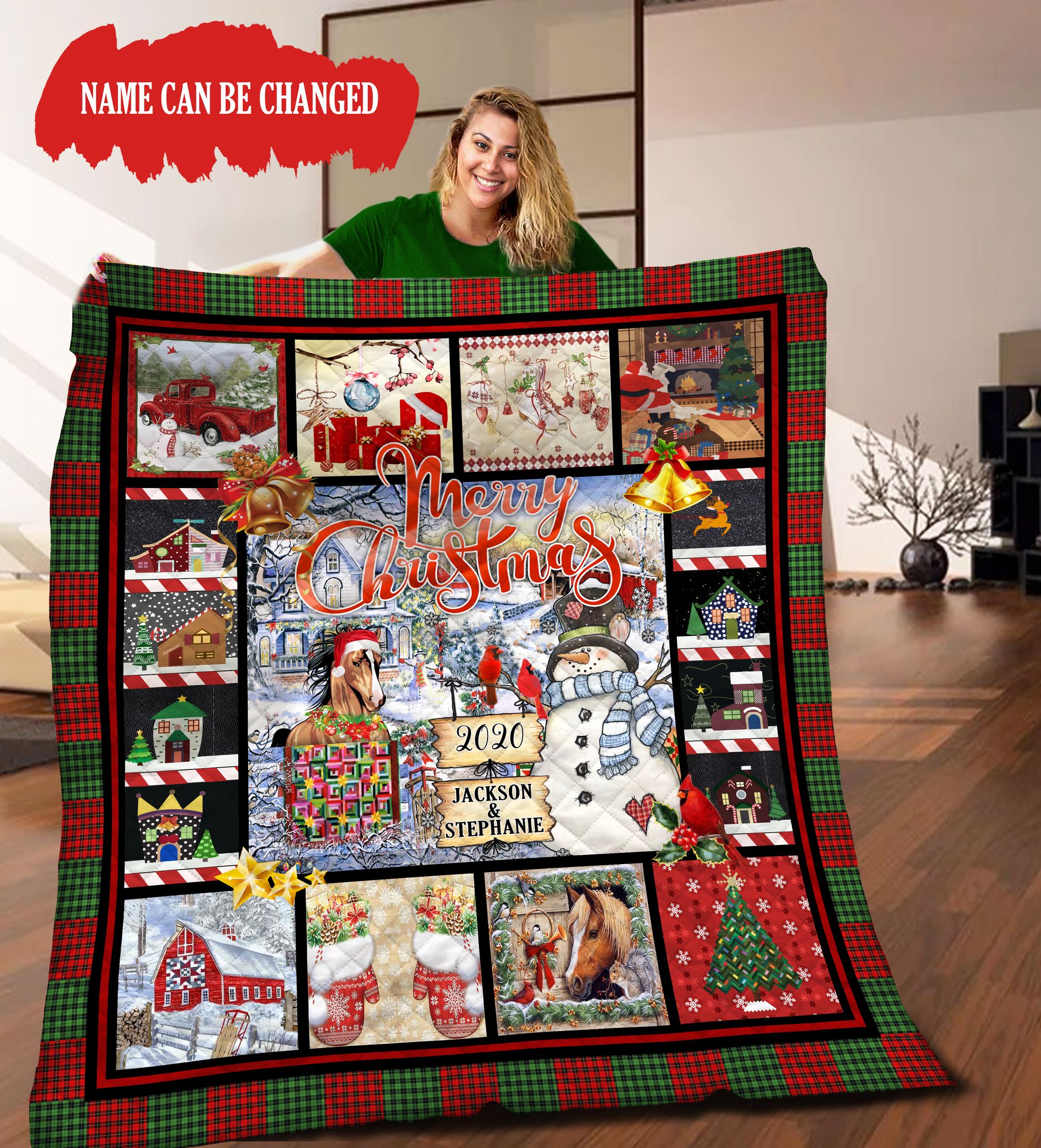 Christmas Personalized HHH121104NA Quilt Blanket