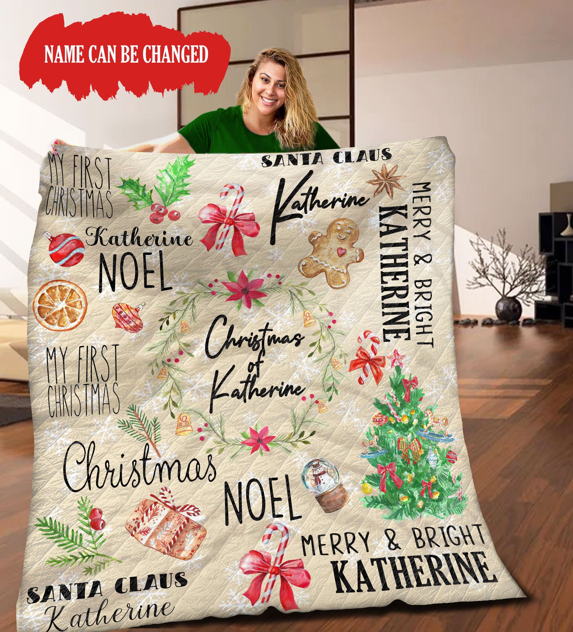 Christmas Personalized HHH131103NA Quilt Blanket