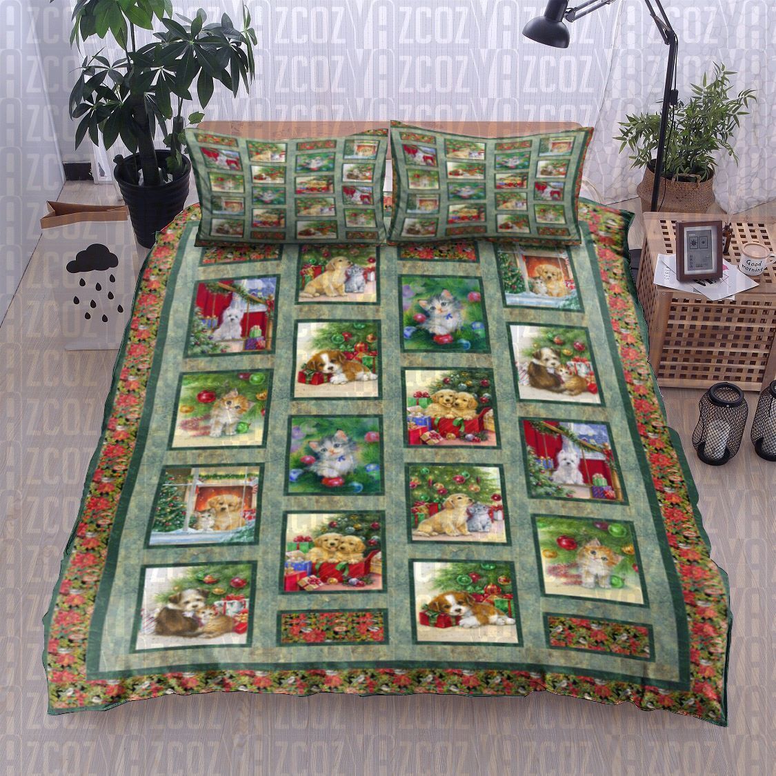 Christmas Pets Cats And Dog Bedding Set