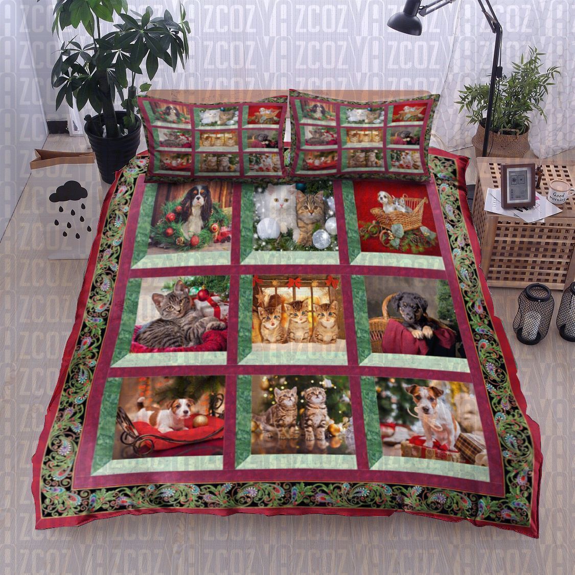 Christmas Pets Cats And Dog Bedding Set