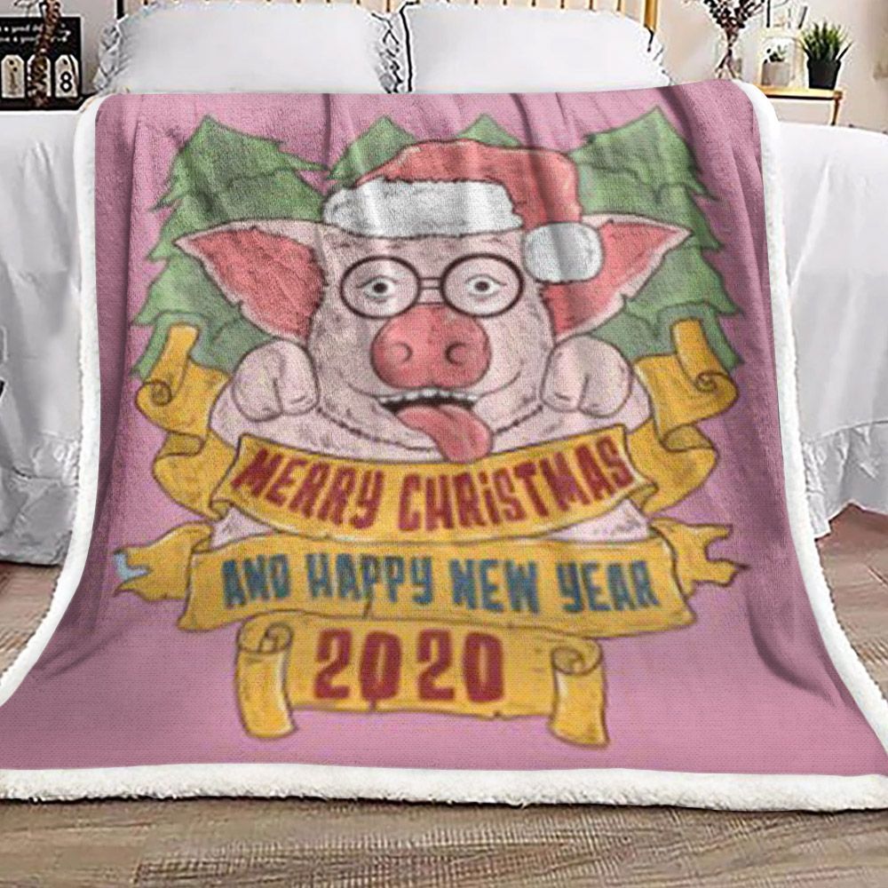 Christmas Pig Sherpa Fleece Blanket