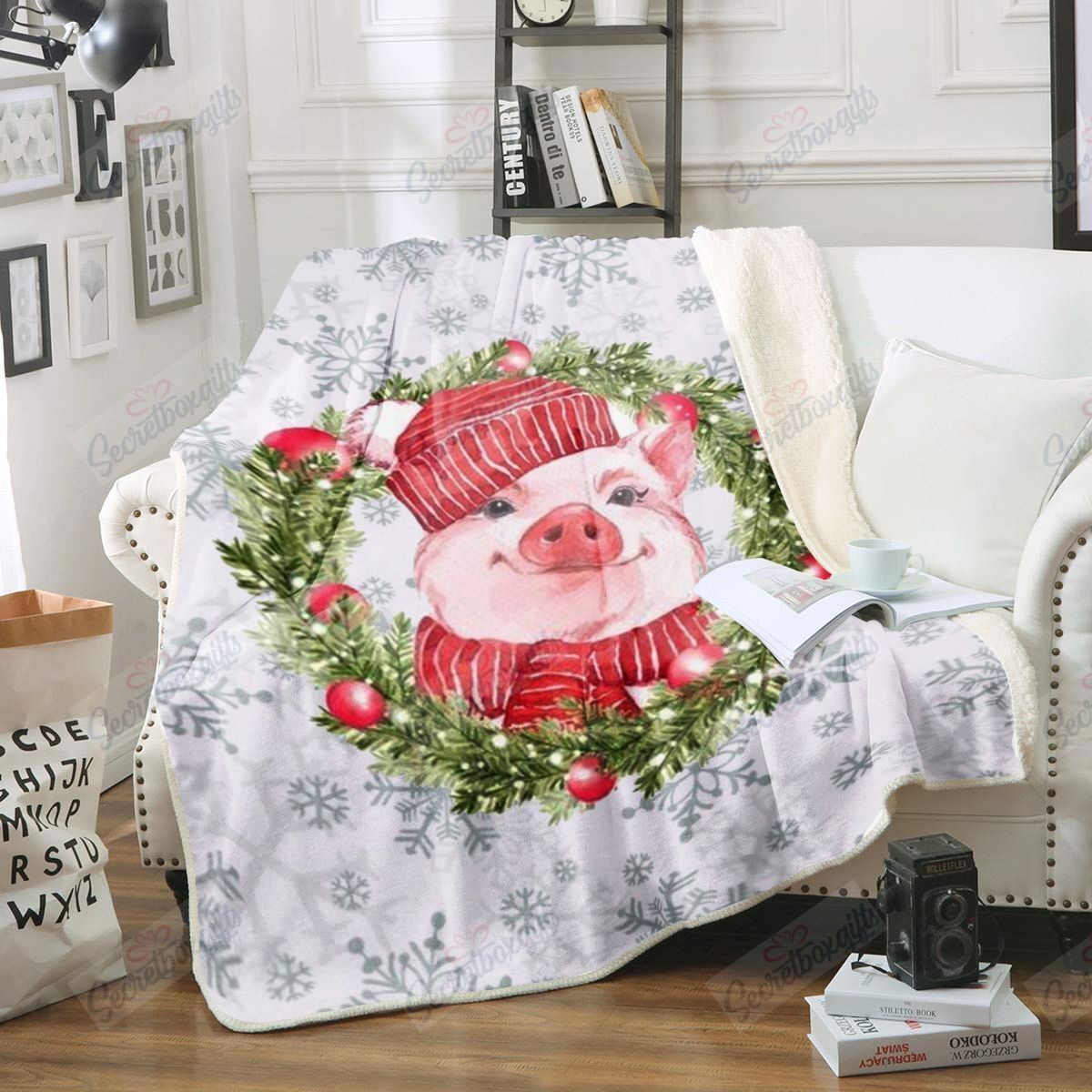 Christmas Pig Fleece Blanket