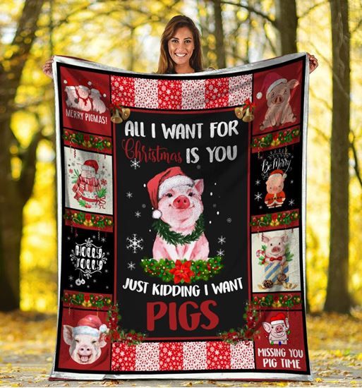 Christmas Pig Fleece Blanket