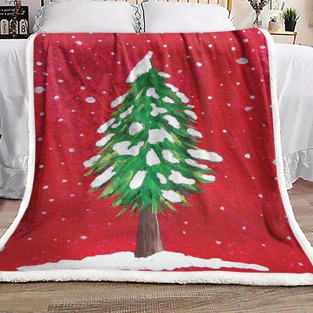 Christmas Pine Sherpa Fleece Blanket