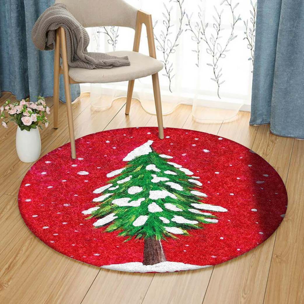 Christmas Pine Round Carpet