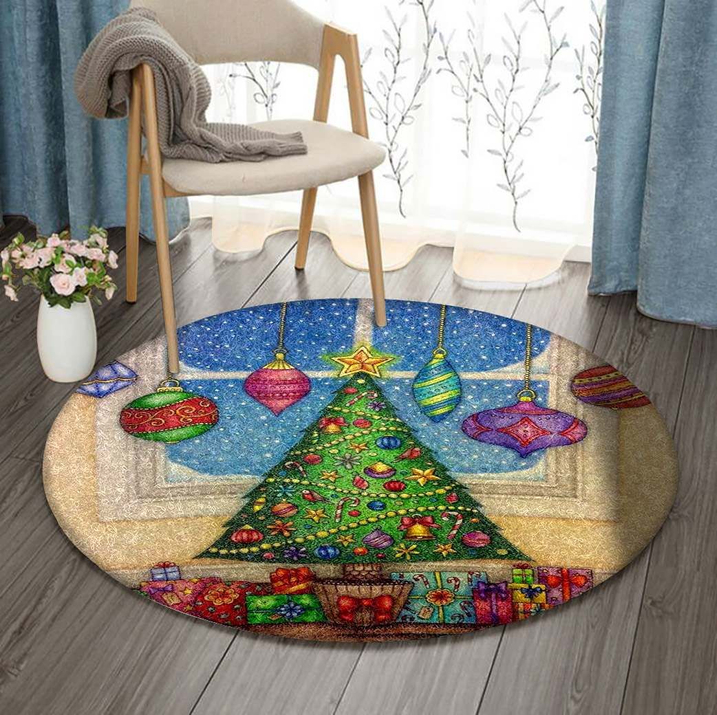 Christmas Pine Round Carpet