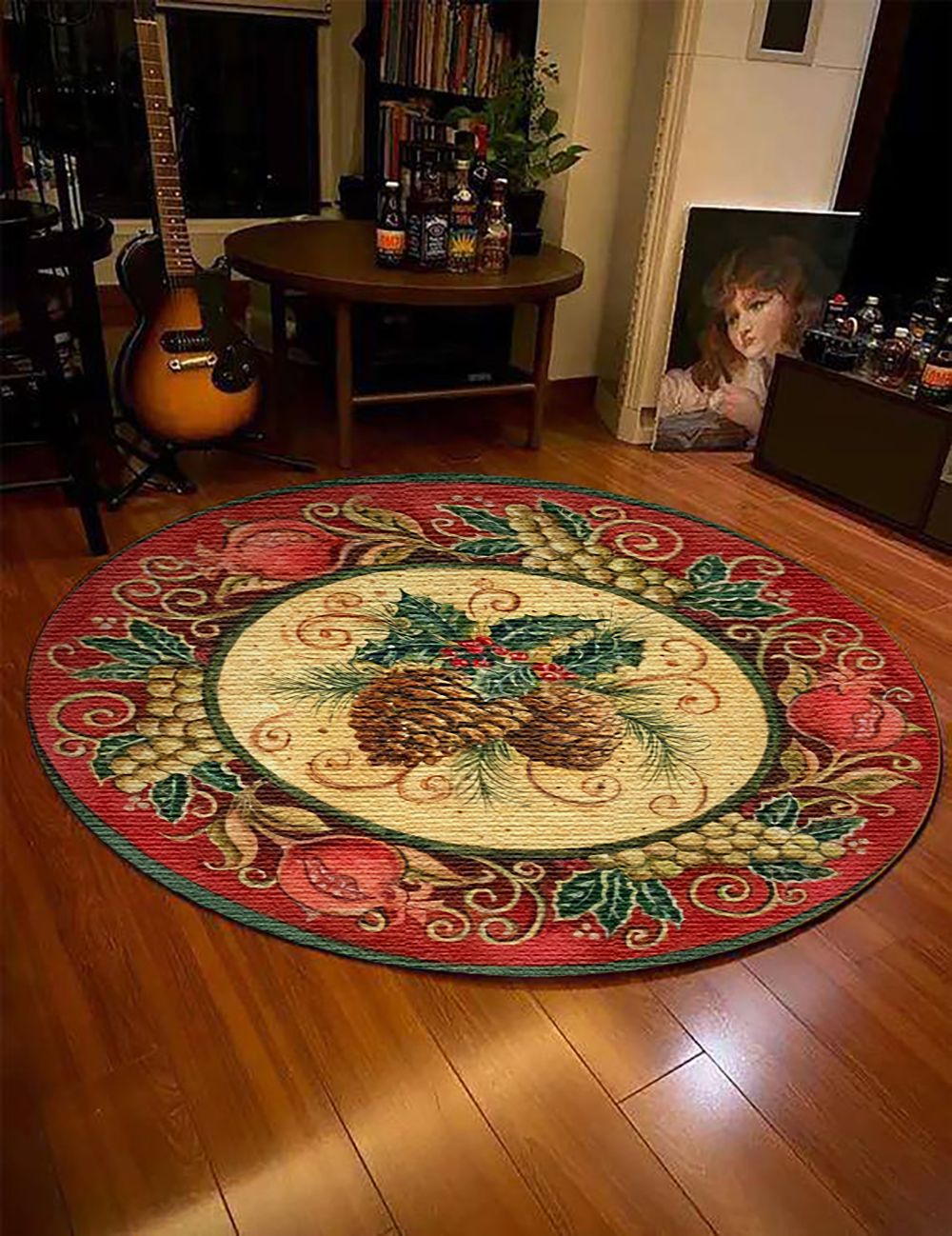 Christmas Pine Nuts Round Carpet