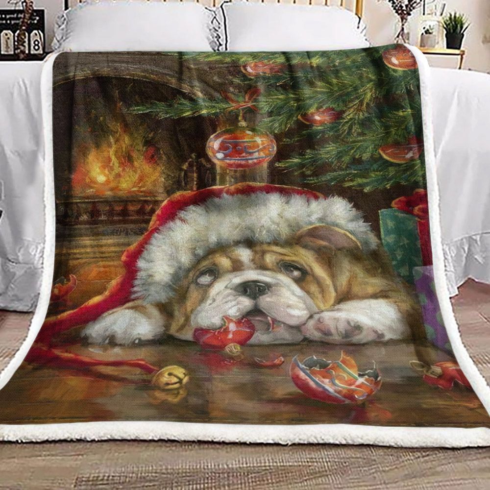 Christmas Pit Bull Sherpa Fleece Blanket