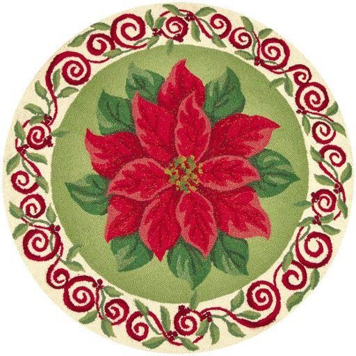 Christmas Poinsettia Round Carpet