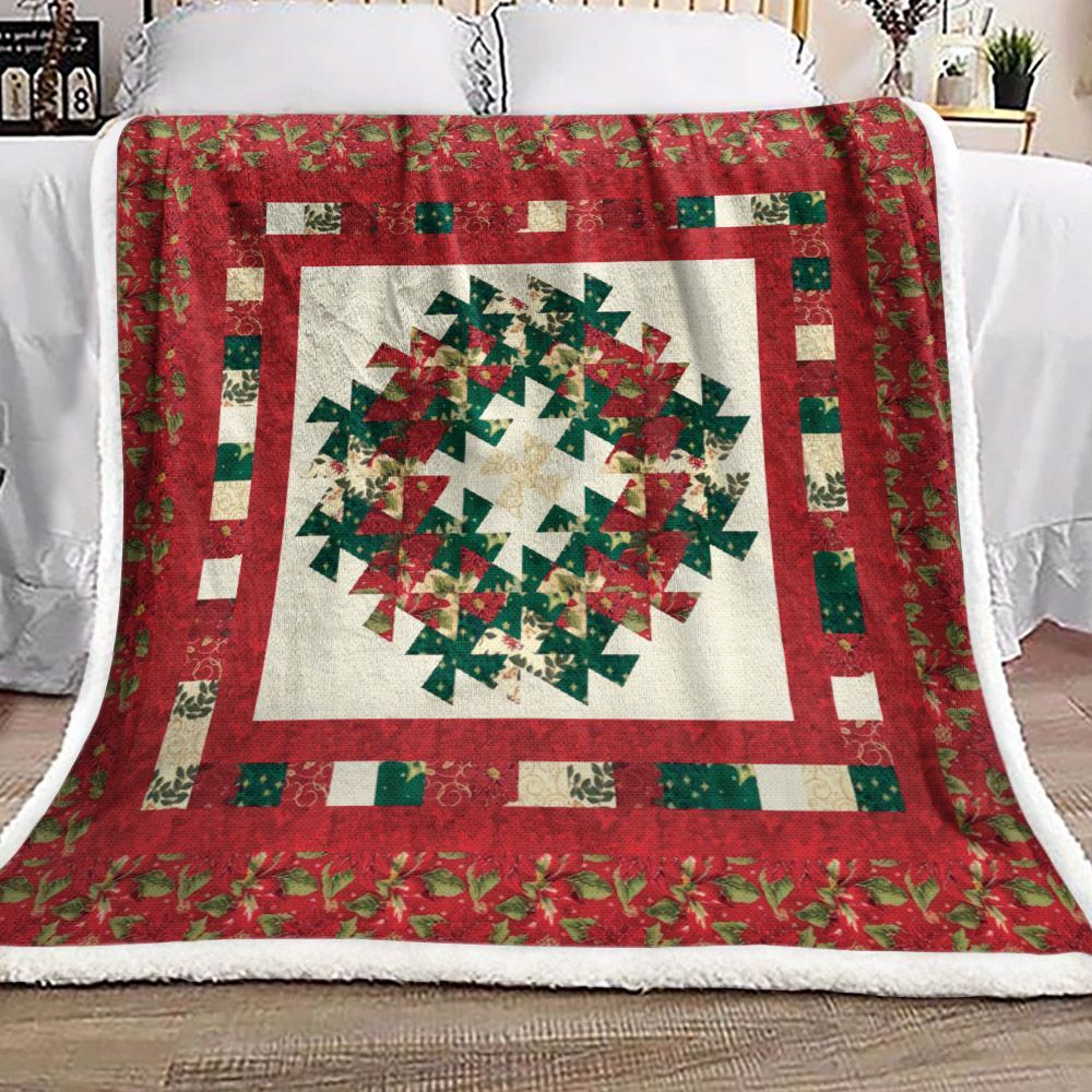 Christmas Poinsettia Sherpa Fleece Blanket