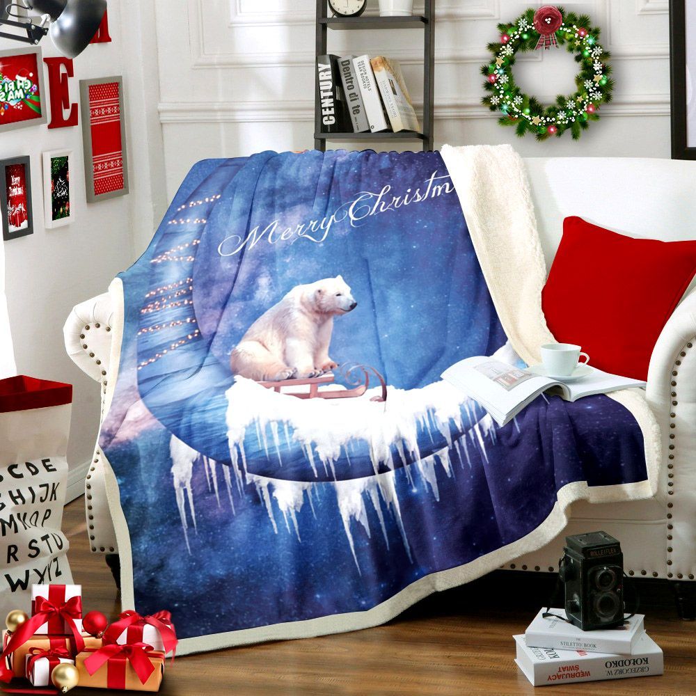 Christmas Polar Bear Sherpa Fleece Blanket