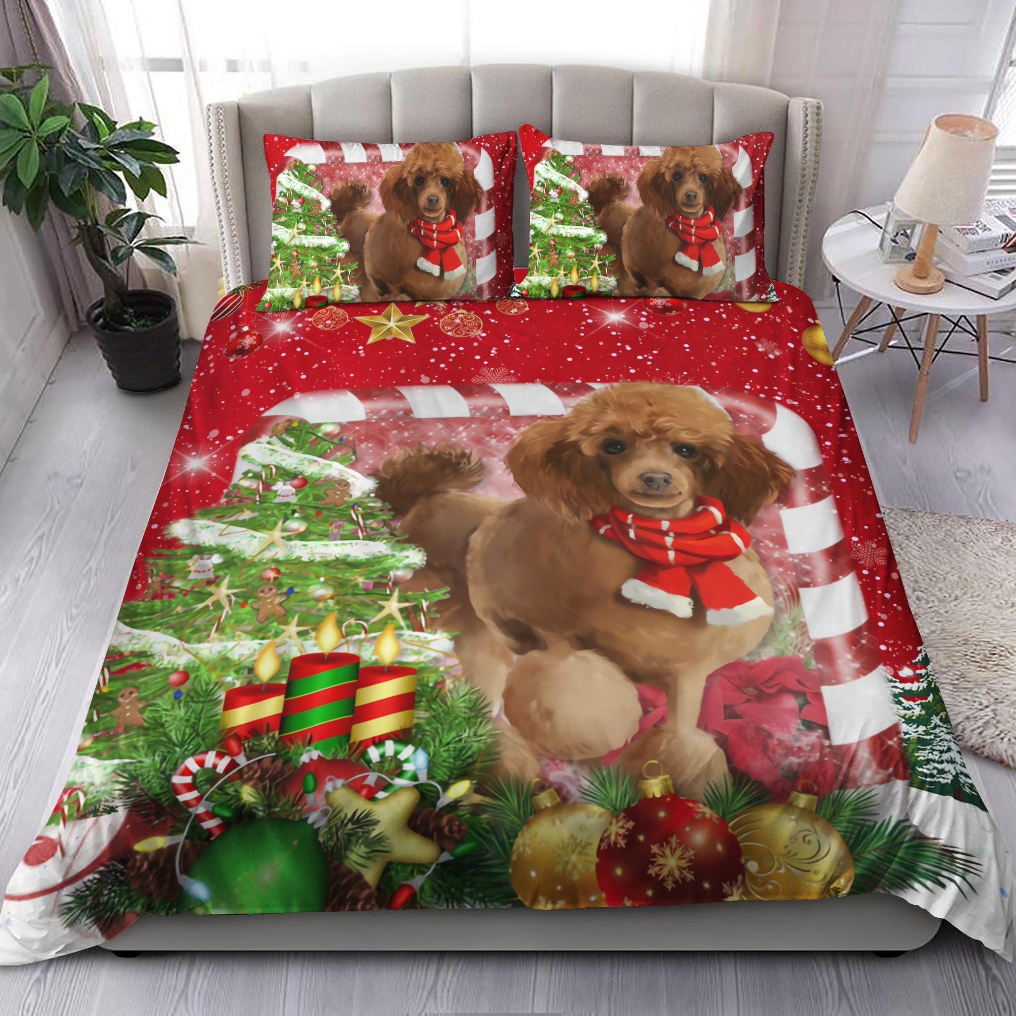 Christmas Poodle Cute Bedding Set