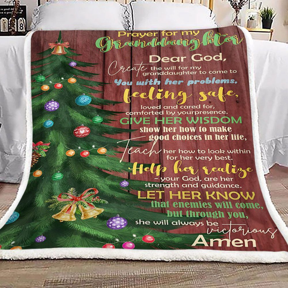 Christmas Prayer For My Granddaughter Dear God Sherpa Fleece Blanket