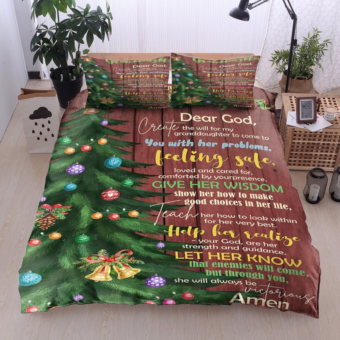 Christmas Prayer For My Granddaughter Dear God Bedding Set