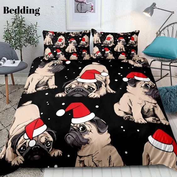 Christmas Pug Bedding Set