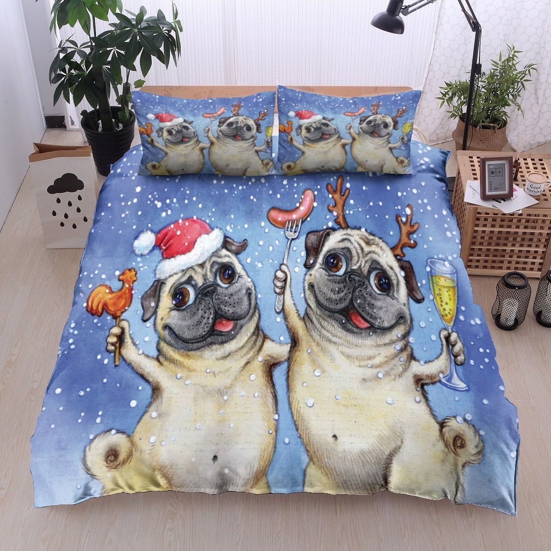 Christmas Pug Bedding Set