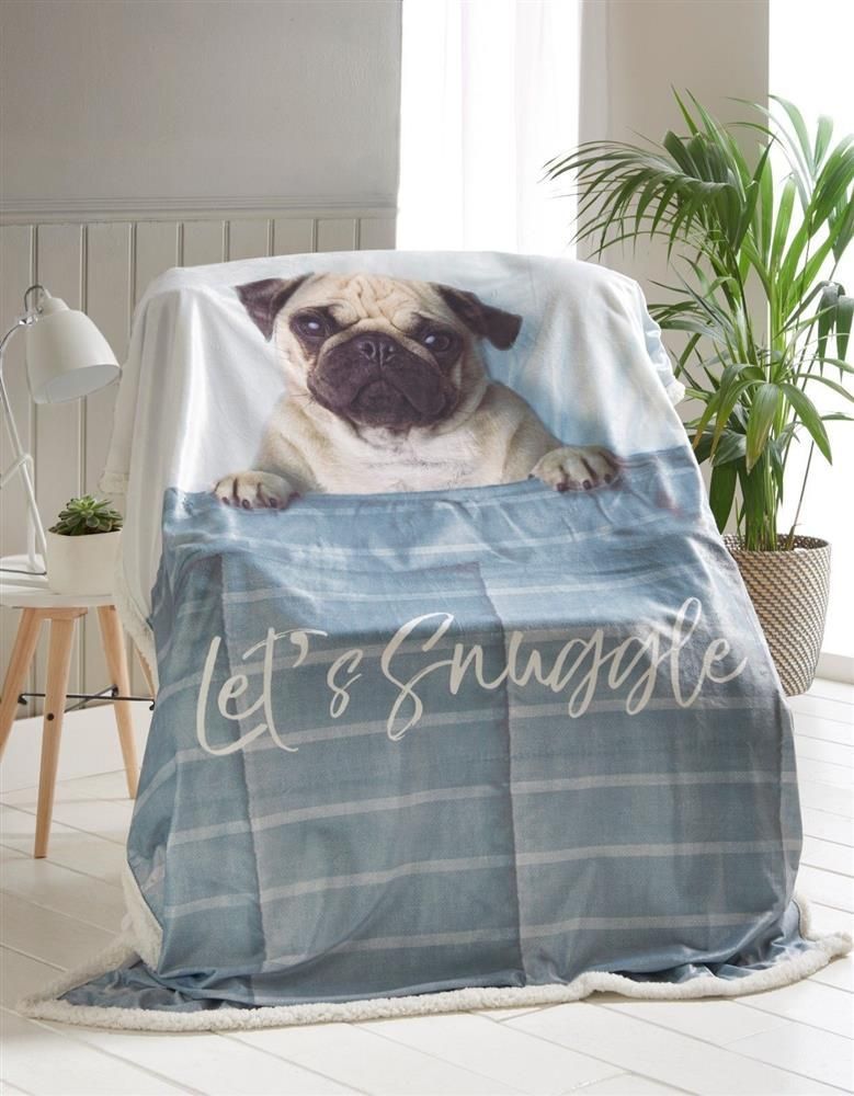 Christmas Pug Sherpa Fleece Blanket