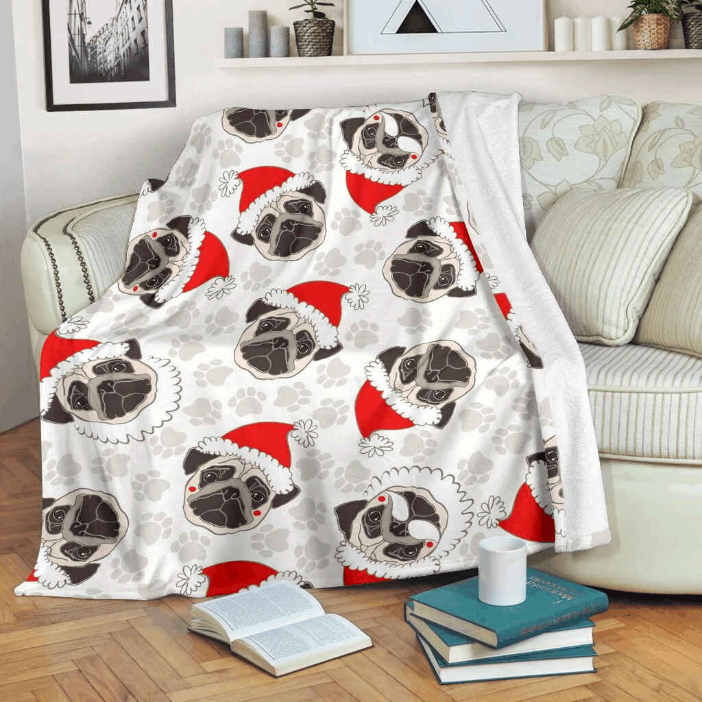 Christmas Pug Sherpa Fleece Blanket