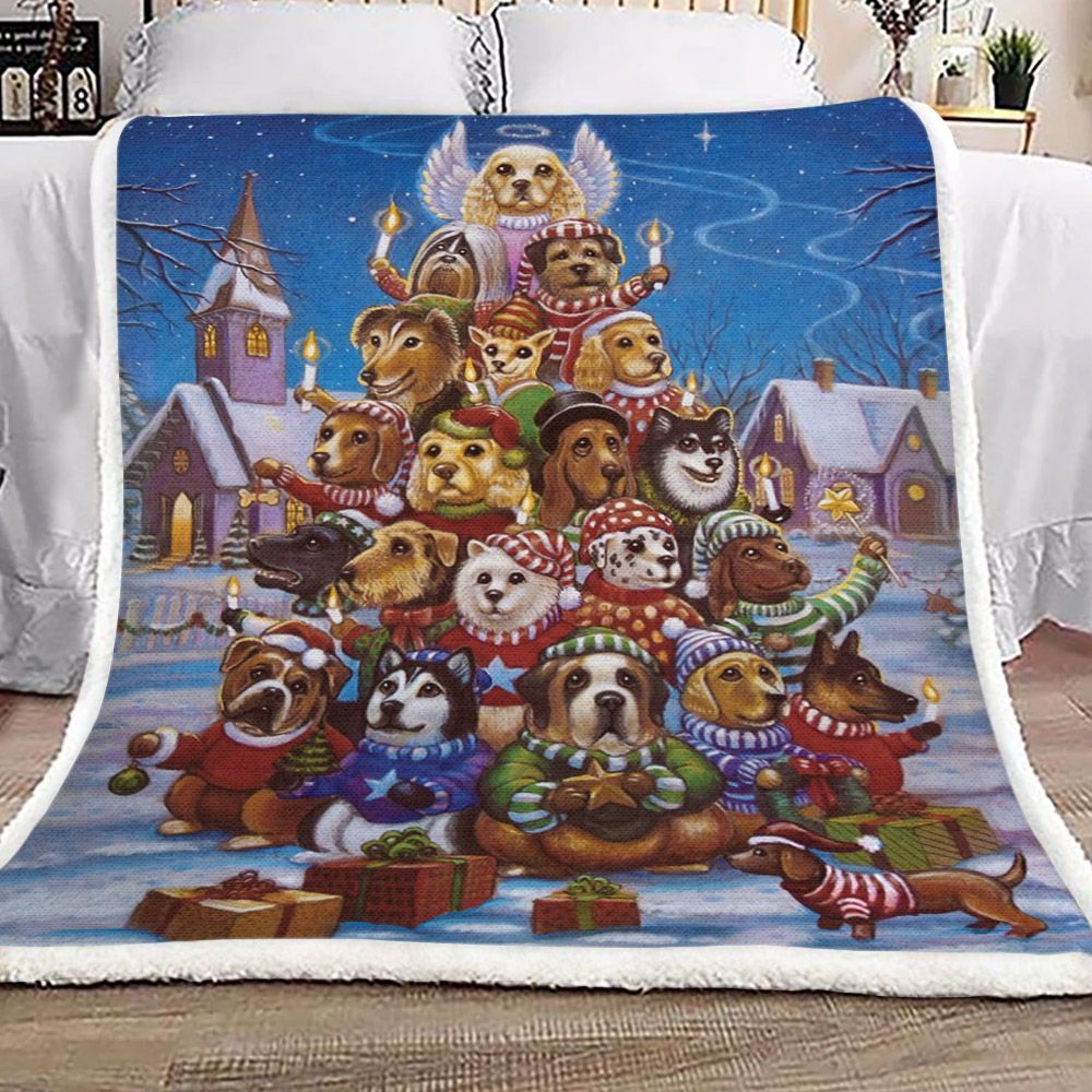 Christmas Puppy Sherpa Fleece Blanket