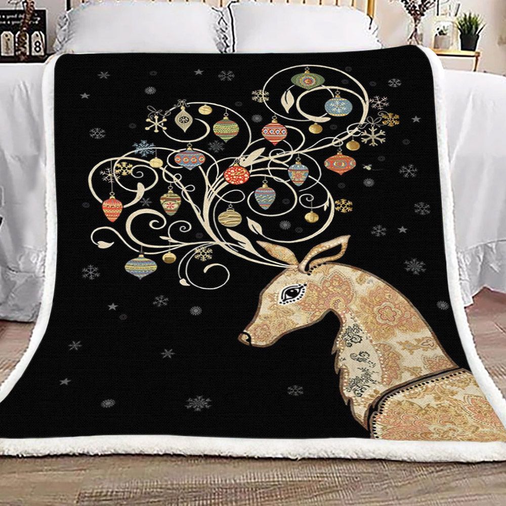 Christmas Reindeer Sherpa Fleece Blanket