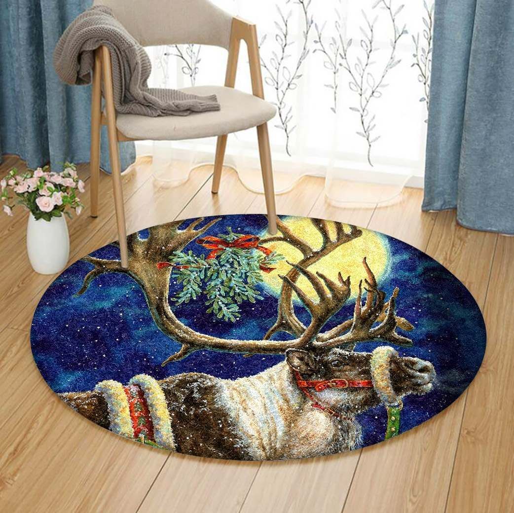 Christmas Reindeer Round Carpet