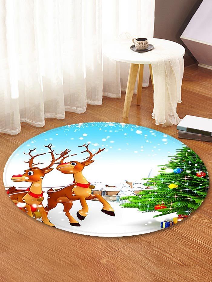 Christmas Reindeer Round Carpet