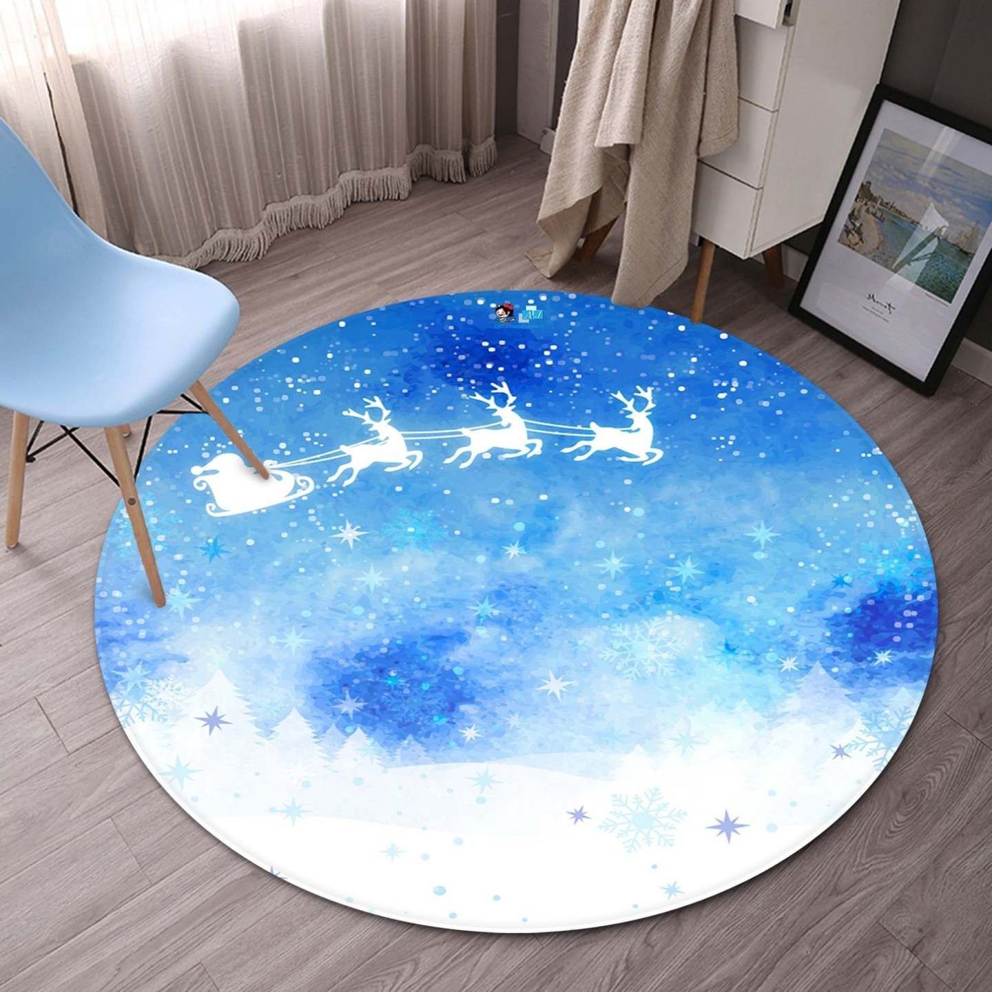 Christmas Reindeer Round Carpet