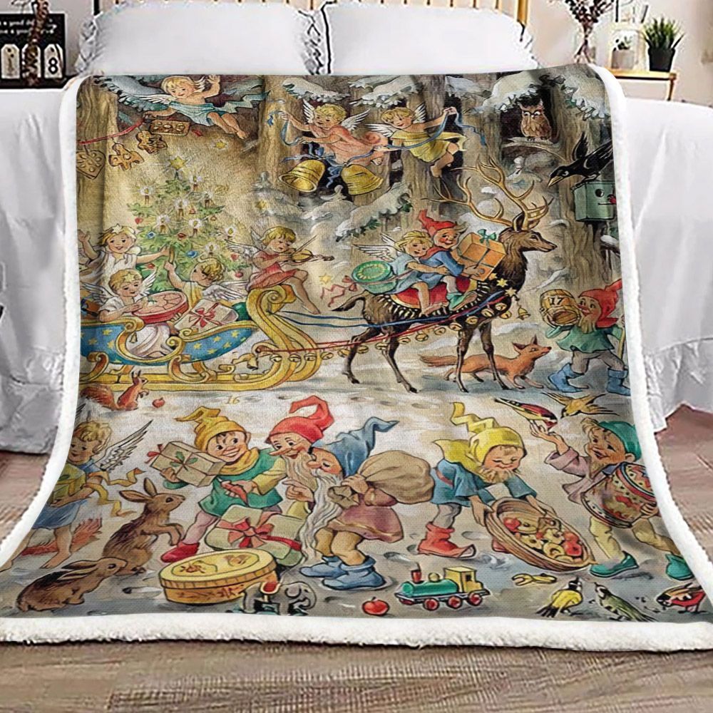 Christmas Reindeer Elf Rabbit Sherpa Fleece Blanket