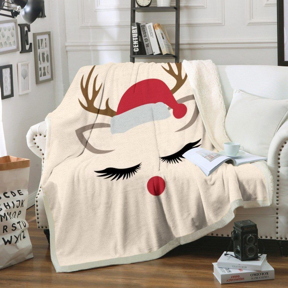 Christmas Reindeer Sherpa Fleece Blanket