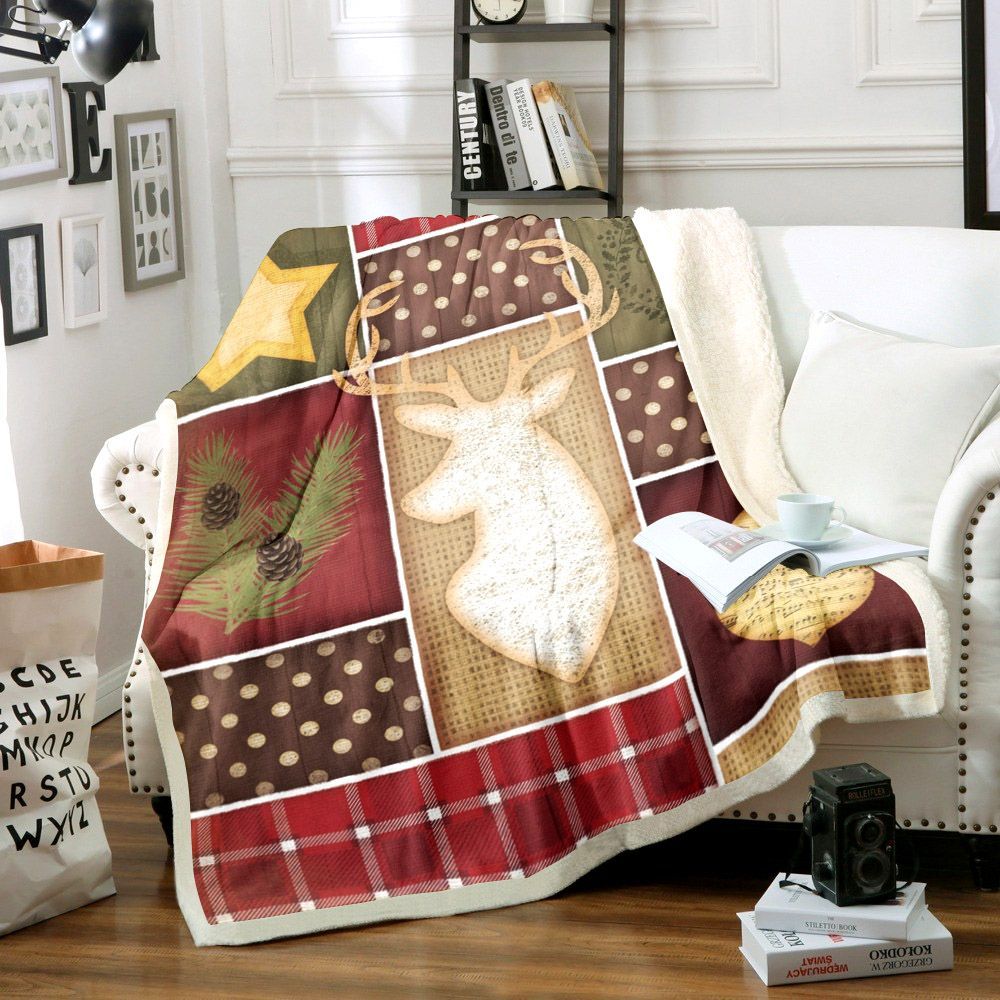 Christmas Reindeer Sherpa Fleece