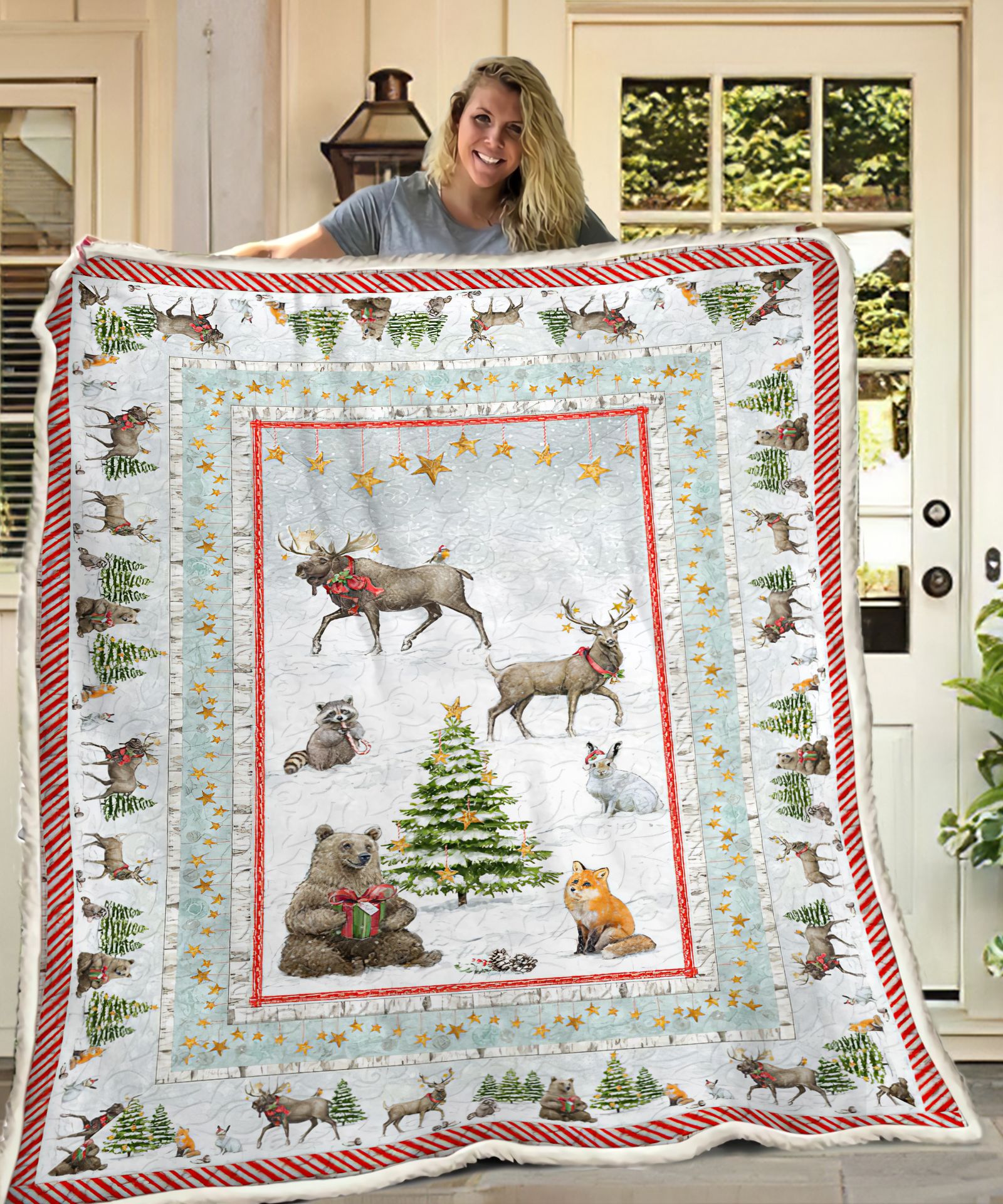 Christmas Reindeer Fleece Blanket