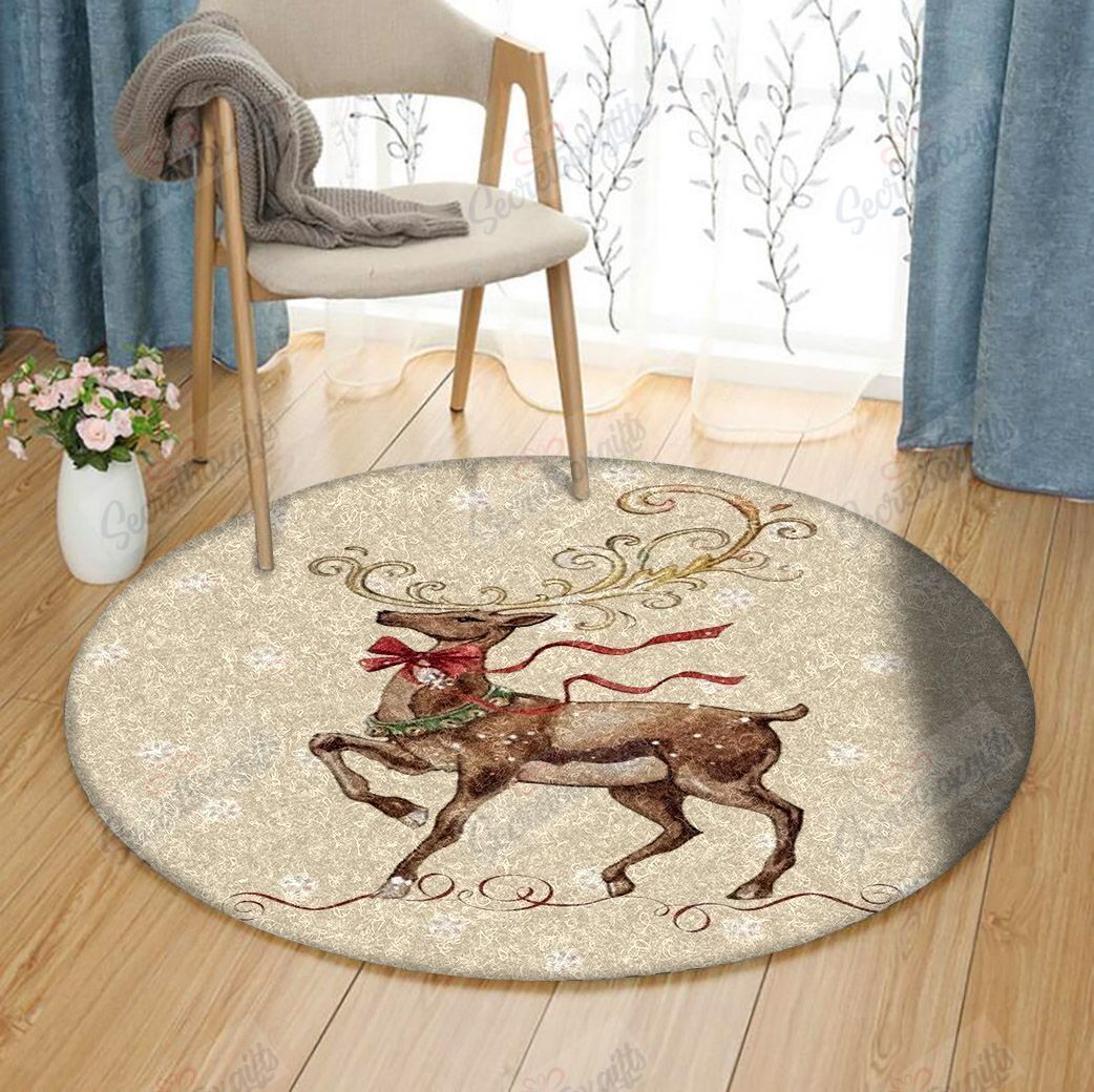 Christmas Reindeer Round Carpet