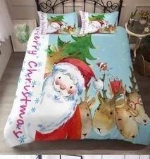 Christmas Santa And Reindeers Bedding Set