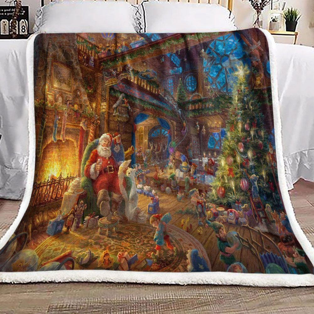 Christmas Santa Claus Elf Sherpa Fleece Blanket