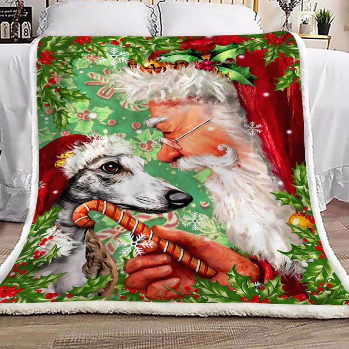 Christmas Santa Claus Greyhound Fleece Blanket
