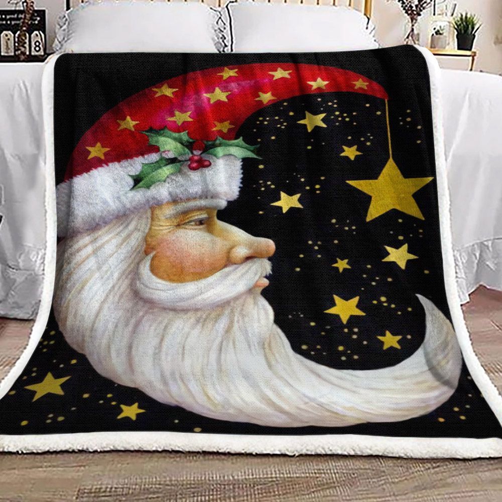 Christmas Santa Claus Star Moon Sherpa Fleece Blanket