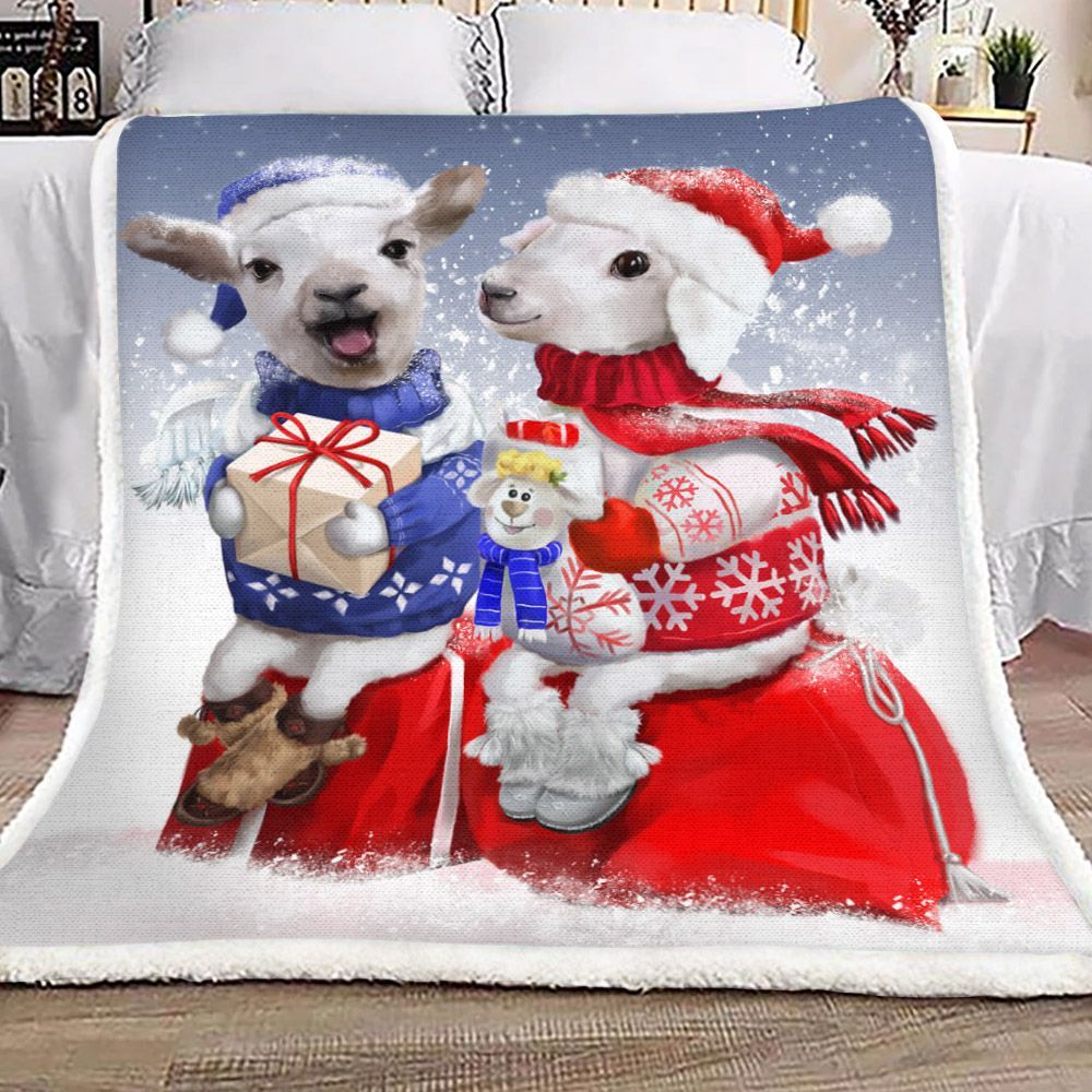 Christmas Sheep Sherpa Fleece Blanket