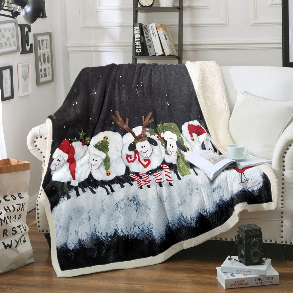 Christmas Sheeps Sherpa Fleece Blanket