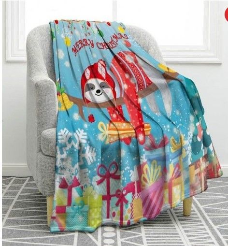 Christmas Sloth Sherpa Fleece Blanket
