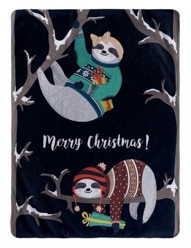 Christmas Sloth Sherpa Fleece Blanket