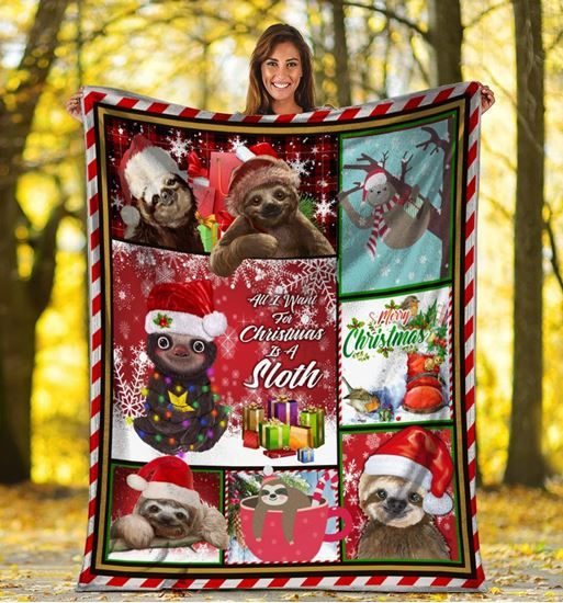 Christmas Sloth Fleece Blanket