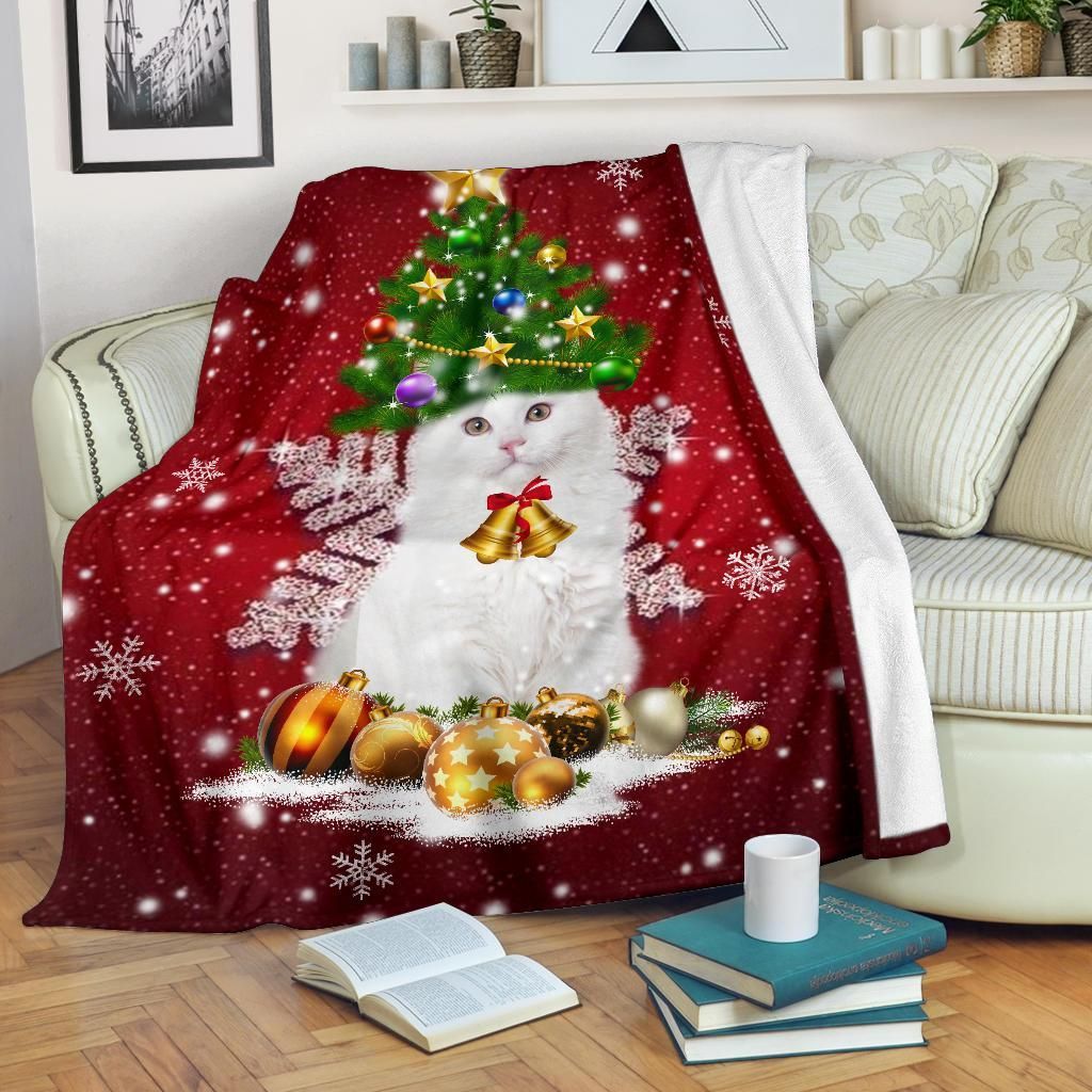 Christmas Snow Cat Sherpa Fleece Blanket