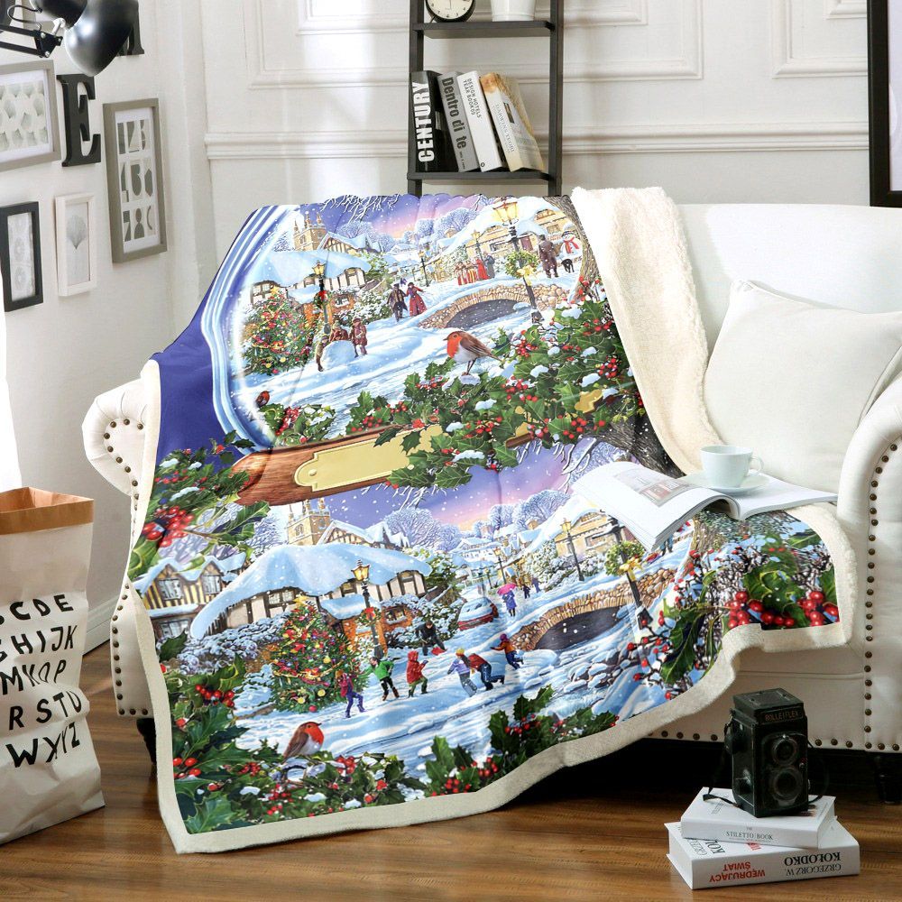 Christmas Snow Globe Sherpa Fleece Blanket