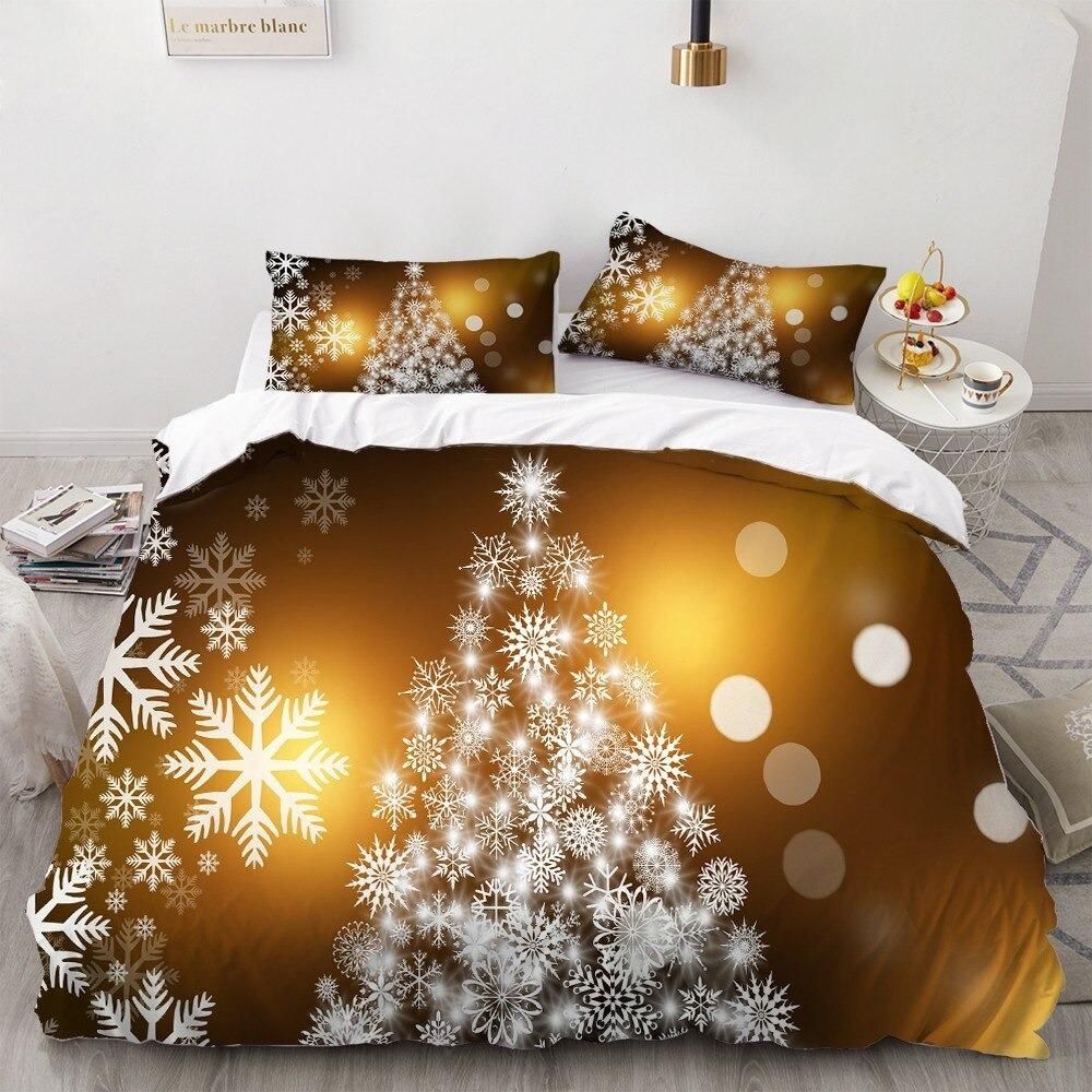 Christmas Snowflake Christmas Tree Lights Bedding Set