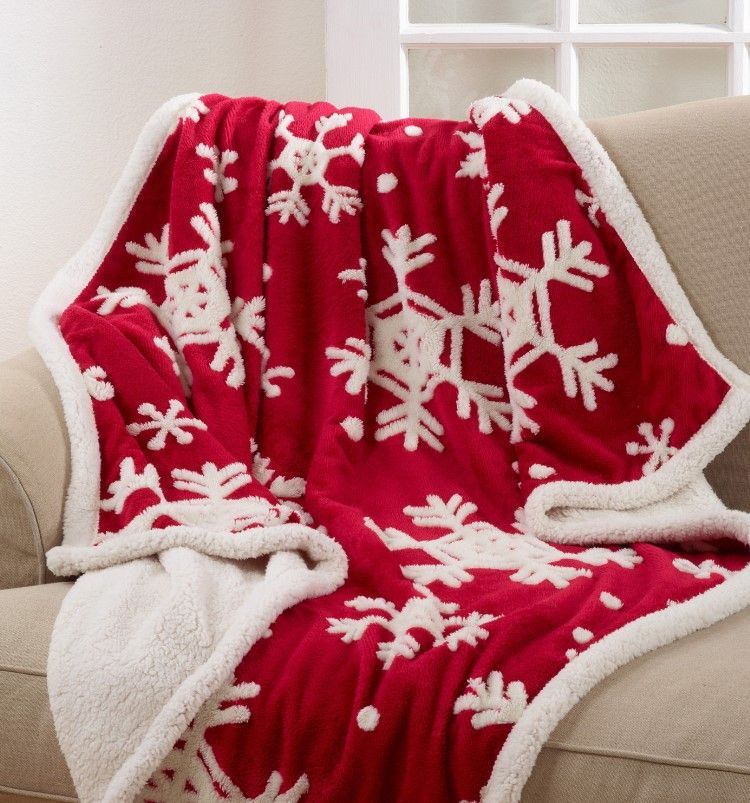 Christmas Snowflake Sherpa Fleece Blanket